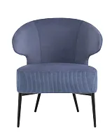 Кресло лаунж Royal Stripes велюр синий УТ000036775 Stool Group, синий/велюр, ножки/металл/чёрный, размеры - *730***670*610мм