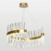 Люстра подвесная LED Conecuh LSP-7217 Lussole прозрачная на 1 лампа, основание матовое золото в стиле хай-тек современный 