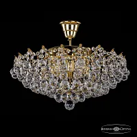 Люстра потолочная хрустальная 77311/50 G Bohemia Ivele Crystal прозрачная на 8 ламп, основание золотое в стиле классика balls