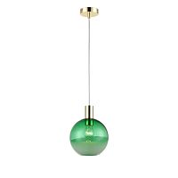 Светильник подвесной Unicum VL5374P41 Vele Luce зелёный 1 лампа, основание золотое в стиле современный шар