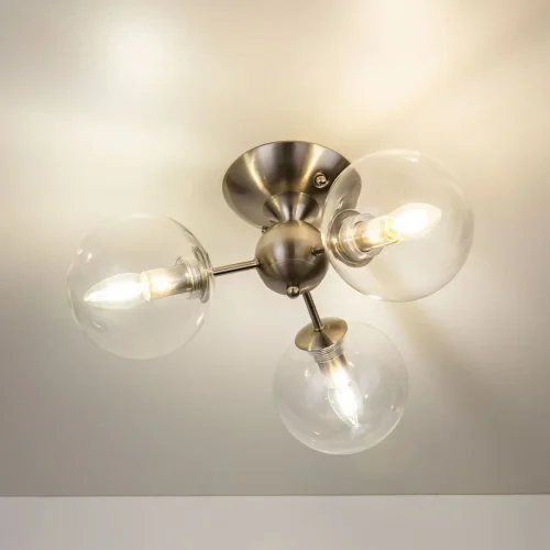 Люстра потолочная Томми CL102131 Citilux прозрачная на 3 лампы, основание хром в стиле современный шар фото 2