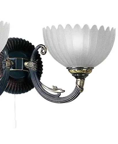 Бра с выключателем A 3610/2  Reccagni Angelo белый на 2 лампы, основание бронзовое в стиле кантри  фото 2