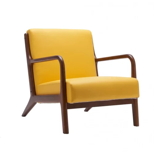 Кресло Arthur 701068 Milosh Tendence, жёлтый/искусственная кожа, ножки/дерево/коричневый, размеры - 738***834*655*мм