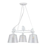 Люстра подвесная Passero A4289LM-3WH Arte Lamp прозрачная на 3 лампы, основание белое в стиле прованс классический птички