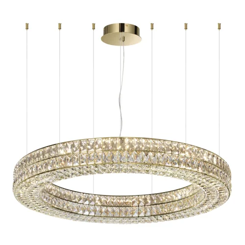 Люстра подвесная LED Panta 4926/98L Odeon Light прозрачная на 1 лампа, основание золотое в стиле современный кольца фото 3
