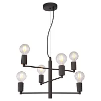 Люстра подвесная Huron LSP-8156 Lussole без плафона на 6 ламп, основание чёрное в стиле современный Люстра подвесная Huron LSP-8156 Lussole без плафона на 6 ламп, основание чёрное в стиле современный