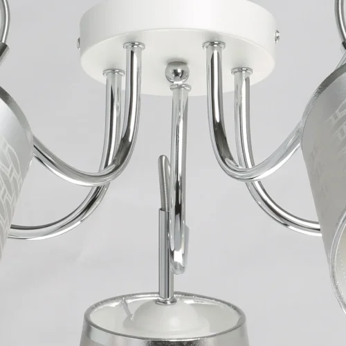 Люстра потолочная Лацио 103013105 DeMarkt серебряная на 5 ламп, основание хром в стиле современный  фото 9