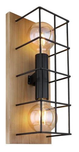 Бра Merril 15530-2W Globo чёрный на 2 лампы, основание коричневое в стиле кантри лофт 