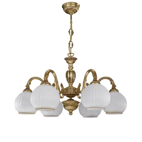 Люстра подвесная  L 9300/6 Reccagni Angelo белая на 6 ламп, основание золотое в стиле классический 