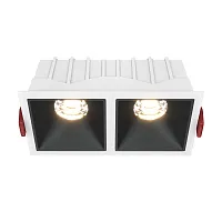 Светильник точечный Alfa LED DL043-02-10W3K-SQ-WB Maytoni белый чёрный 2 лампы, основание белое чёрное в стиле современный 