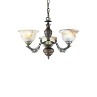 Люстра подвесная  L 2801/3 Reccagni Angelo белая на 3 лампы, основание бронзовое коричневое в стиле кантри классический 