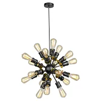 Люстра подвесная лофт LSP-8206 Lussole без плафона на 18 ламп, основание чёрное в стиле современный лофт 