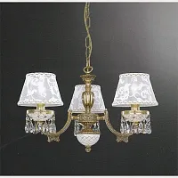 Люстра подвесная  L 7130/3 Reccagni Angelo белая на 3 лампы, основание золотое в стиле классический 