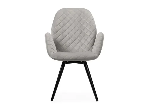 Кресло Муат крутящееся серый / черный глянец 566491 Woodville, серый/велюр, ножки/металл/чёрный, размеры - ****630*650мм фото 3