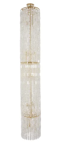 Люстра хрустальная каскадная столб Belluno E 1.9.35.100 G Dio D'Arte без плафона прозрачная на 20 ламп, основание жёлтое золотое в стиле классический 