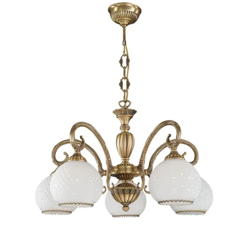 Люстра подвесная  L 8400/5 Reccagni Angelo белая на 5 ламп, основание античное бронза в стиле классический 
