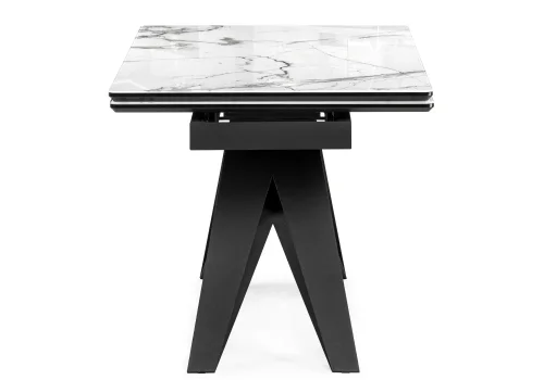 Стеклянный стол Блэкберн 140(200)х80х75 белый мрамор / черный 553571 Woodville столешница белая из стекло фото 4
