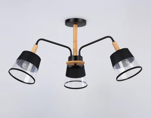 Люстра потолочная TR4740 Ambrella light прозрачная на 3 лампы, основание чёрное в стиле современный  фото 3