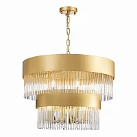 Люстра подвесная Контатто (Contatto) SL1225.203.09 ST-Luce прозрачная на 9 ламп, основание золотое в стиле современный Люстра подвесная Контатто (Contatto) SL1225.203.09 ST-Luce прозрачная на 9 ламп, основание золотое в стиле современный