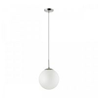 Светильник подвесной Summer 4543/1B Lumion белый 1 лампа, основание хром в стиле минимализм шар