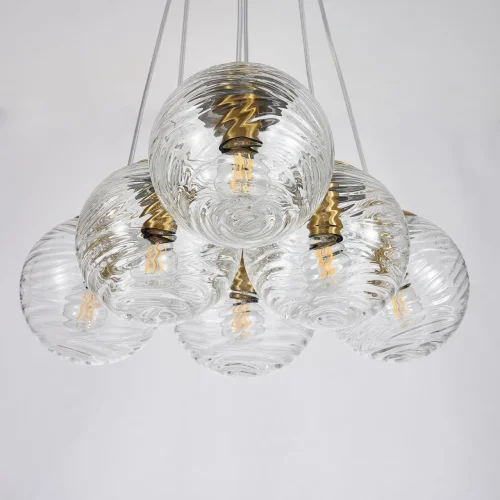 Люстра подвесная Elica 4056-6P Favourite прозрачная на 6 ламп, основание латунь в стиле современный шар фото 7