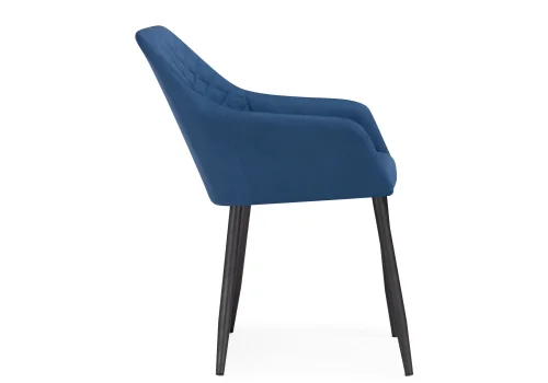 Кресло Стив синее / черное 571406 Woodville, синий/велюр, ножки/металл/чёрный, размеры - ****520*680 фото 3