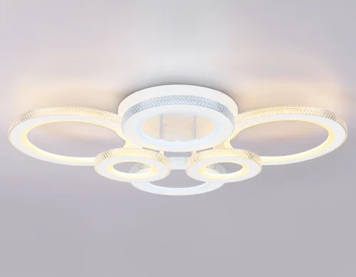 Люстра потолочная LED с пультом FA8874 Ambrella light белая на 1 лампа, основание белое в стиле современный хай-тек с пультом фото 3