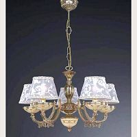 Люстра подвесная  L 7134/5 Reccagni Angelo бежевая на 5 ламп, основание золотое в стиле классический 