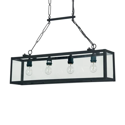 Светильник подвесной лофт IGOR SP4 Ideal Lux прозрачный 4 лампы, основание чёрное в стиле кантри 