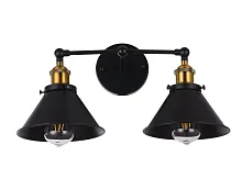 Бра лофт Gubi LDW B018-2 BK Lumina Deco чёрный 2 лампы, основание чёрное в стиле лофт 