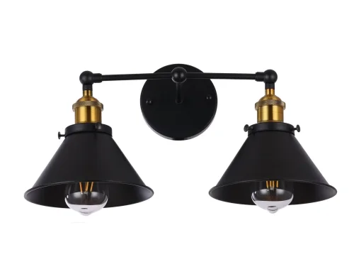 Бра лофт Gubi LDW B018-2 BK Lumina Deco чёрный на 2 лампы, основание чёрное в стиле лофт 