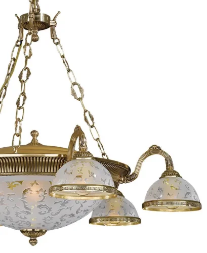 Люстра подвесная  L 6302/6+4 Reccagni Angelo белая на 10 ламп, основание золотое в стиле классический  фото 3