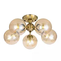 Люстра потолочная Томми CL102153 Citilux янтарная на 5 ламп, основание бронзовое в стиле современный шар