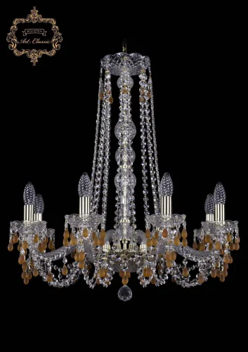 Люстра подвесная хрустальная 11.24.8.220.h-70.Gd.V1003 Bohemia Art Classic прозрачная на 8 ламп, основание золотое в стиле классический 