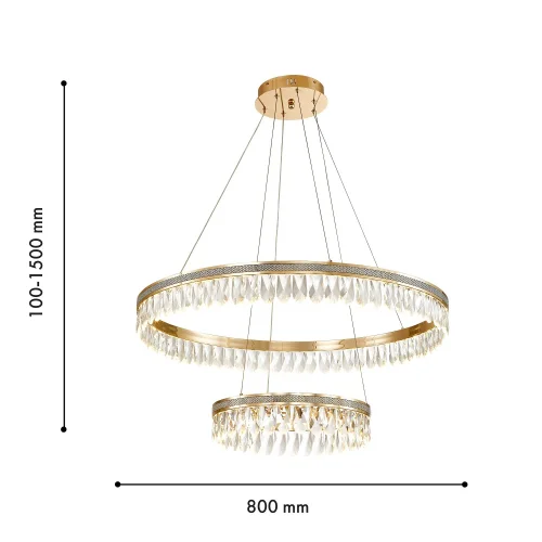 Люстра подвесная LED Palatium 4207-12P Favourite прозрачная на 1 лампа, основание золотое в стиле классический кольца фото 3