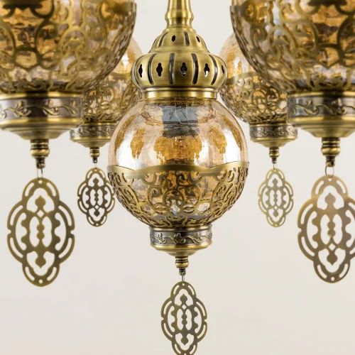Люстра подвесная Каир CL419183 Citilux янтарная на 9 ламп, основание бронзовое в стиле восточный  фото 4