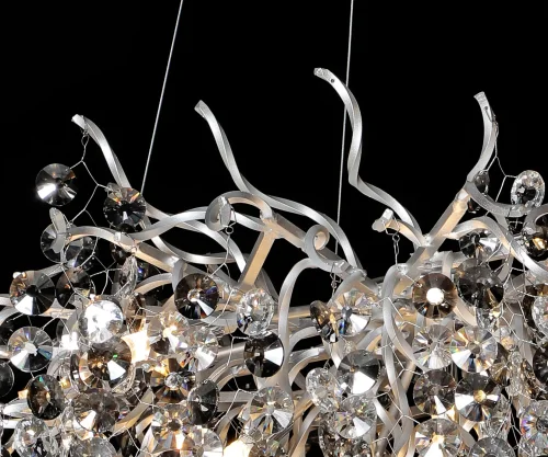 Люстра подвесная Авани 07873-80,16 Kink Light прозрачная на 13 ламп, основание серебряное в стиле современный флористика ветви фото 2