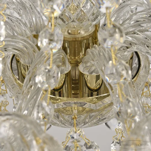Люстра подвесная 107/10/141 G Bohemia Ivele Crystal без плафона на 10 ламп, основание прозрачное золотое в стиле классический sp фото 2