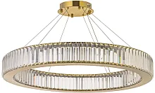 Люстра подвесная хрустальная LED Anzio L 1.5.80.100 G Arti Lampadari прозрачная на 1 лампа, основание золотое в стиле современный кольца