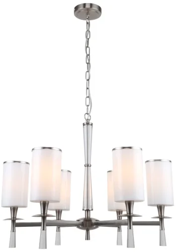 Люстра подвесная Leader 1047/11/06P Stilfort белая на 6 ламп, основание никель в стиле классический 