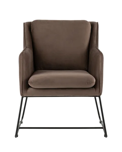 Кресло Роланд в стиле лофт велюр коричневый УТ000035916 Stool Group, коричневый/велюр, ножки/металл/чёрный, размеры - ****700*840мм фото 3