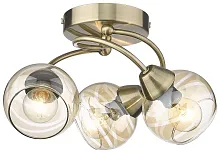 Люстра потолочная 216-507-03 Velante янтарная на 3 лампы, основание бронзовое в стиле современный шар