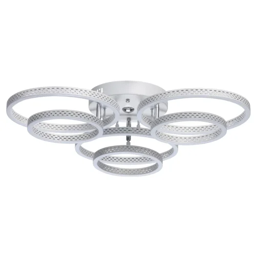 Люстра потолочная LED с пультом Аурих 496019006 DeMarkt белая на 1 лампа, основание белое в стиле хай-тек с пультом кольца