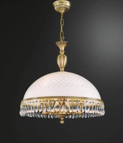 Люстра подвесная  L 8201/48 Reccagni Angelo белая на 5 ламп, основание античное бронза в стиле классический 