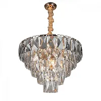 Люстра подвесная хрустальная Reggiolo OML-81603-12 Omnilux прозрачная на 12 ламп, основание золотое в стиле классический 