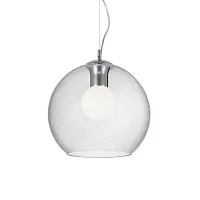 Светильник подвесной NEMO SP1 D30 TRASPARENTE Ideal Lux серый прозрачный 1 лампа, основание хром в стиле современный шар