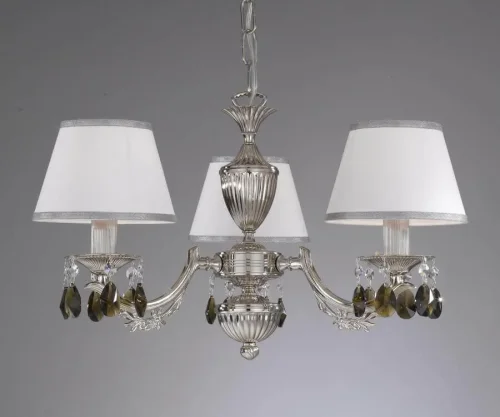 Люстра подвесная L 9831/3 Reccagni Angelo белая на 3 лампы, основание никель в стиле классический  фото 2