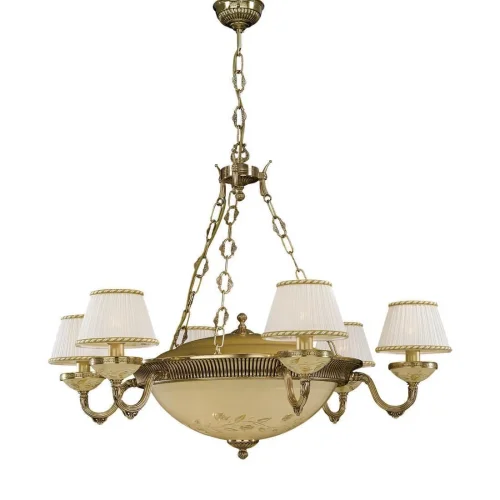 Люстра подвесная  L 6522/6+4 Reccagni Angelo жёлтая белая на 10 ламп, основание золотое в стиле классический 