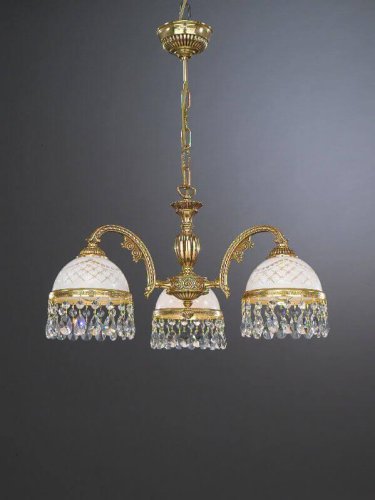 Люстра подвесная  L 7100/3 Reccagni Angelo белая на 3 лампы, основание золотое в стиле классический 