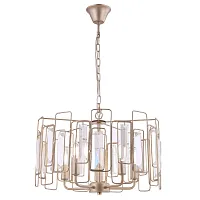 Люстра подвесная Rowena FR5045PL-05G Freya матовая золото прозрачная на 5 ламп, основание матовое золото в стиле современный Люстра подвесная Rowena FR5045PL-05G Freya матовая золото прозрачная на 5 ламп, основание матовое золото в стиле современный